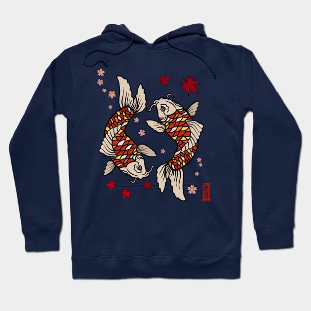 Japanese Koi Fish Sakura Zen Hoodie by Mewzeek_T